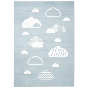 Alfombra para niños azul blanco nubes suave 180 x 250 cm
