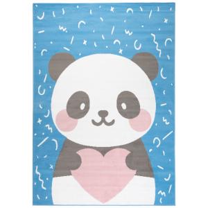 Alfombra para niños azul rosa blanco panda fina 80 x 150 cm