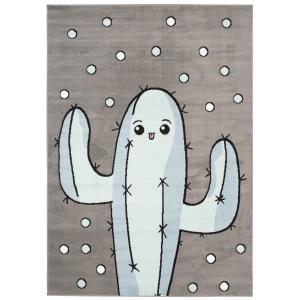 Alfombra para niños gris azul blanco cactus suave 160 x 220…