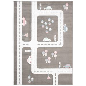 Alfombra para niños gris blanco carretera ciudad suave 120…