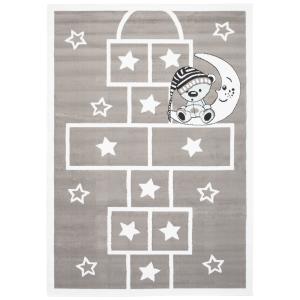 Alfombra para niños gris blanco rayuela oso estrellas 120 x…