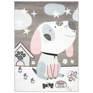 Alfombra para niños gris blanco rosa azul perro suave 160 x…