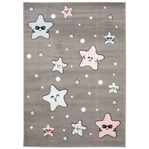 Alfombra para niños gris rosa azul estrellas suave 160 x 22…