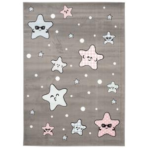 Alfombra para niños gris rosa azul estrellas suave 80 x 150…