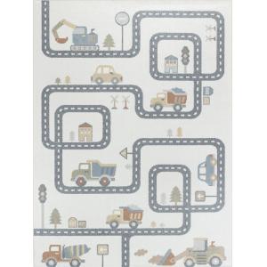 Alfombra para niños lavable beige/gris 120x170