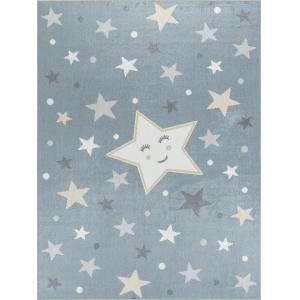 Alfombra para niños lavable estrellas azul/beige 120x170