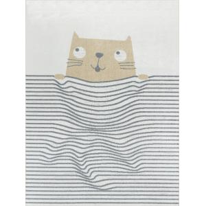 Alfombra para niños lavable gato marrón/beige 120x170