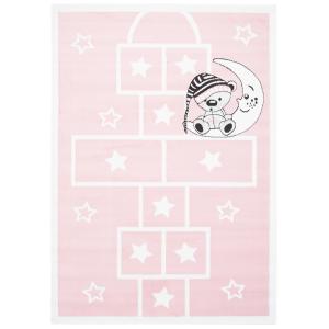 Alfombra para niños rosa blanco rayuela oso estrellas 120 x…