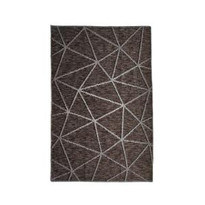 Alfombra polipropileno/algodón, patrón triángulos marrón, 1…