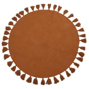 Alfombra redonda de algodón reciclado marrón caramelo con p…