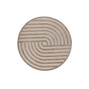 Alfombra redonda interior/exterior con relieve beige 120 cm