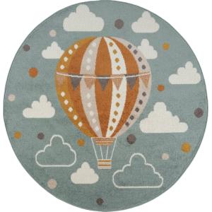 Alfombra Redonda  para Niños Aerostático Multicolor/Azul Ø…