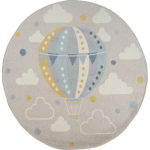 Alfombra Redonda para Niños Aerostático Multicolor/Gris Ø 1…