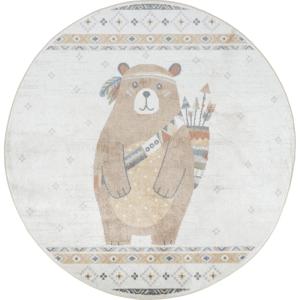 Alfombra Redonda para Niños Lavable oso Beige/Marrón Ø 160…