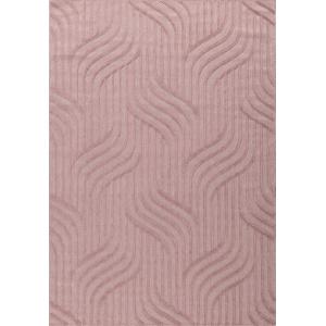 Alfombra rosa interior y exterior motivo zig zag, 80x300
