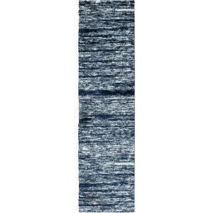 Alfombra shaggy abstracta estilo moderno azul - 80x300 cm