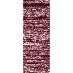 Alfombra shaggy abstracta estilo moderno rojo - 67x180 cm