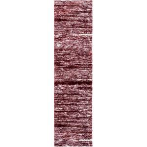 Alfombra shaggy abstracta estilo moderno rojo - 80x300 cm