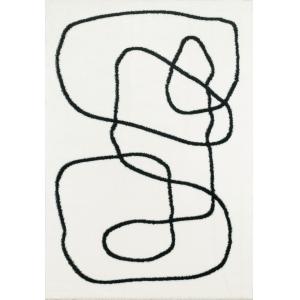 Alfombra shaggy con diseño abstracto en blanco y negro - 12…