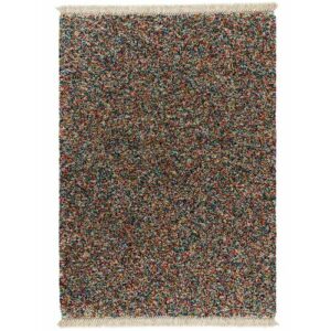 Alfombra shaggy con flecos multicolor, 160x230 cm