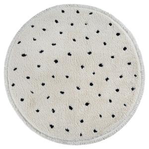 Alfombra shaggy con lunares, crema, 120 cm,  redonda