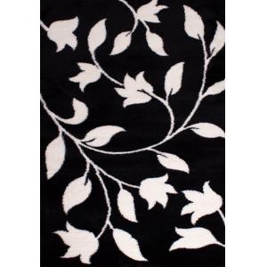 Alfombra shaggy con motivos florales negro - 200x290 cm