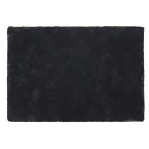 Alfombra shaggy de piel sintética negra, 160x230