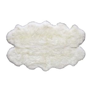 Alfombra shaggy marfil de piel de oveja 110 × 180 cm