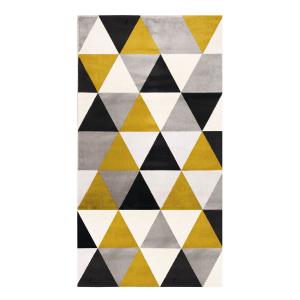 Alfombra tacto lana con estampado de triángulos amarillos 8…