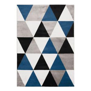 Alfombra tacto lana con estampado de triángulos azules 120x…