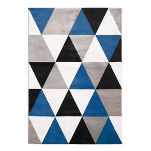 Alfombra tacto lana con estampado de triángulos azules 150x…