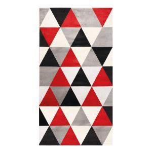 Alfombra tacto lana con estampado de triángulos rojos 80x15…