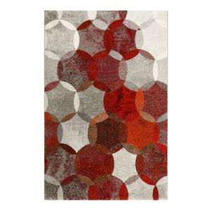 Alfombra tejida con diseño circular rojo/gris vintage 200x1…
