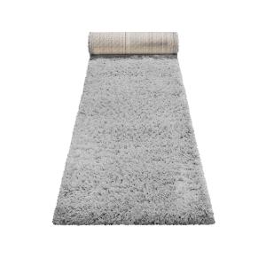 Alfombra tejida de pasillo pelo largo y reciclado gris clar…