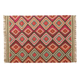 Alfombra tejida estilo kilim de lana y yute multicolor 160…