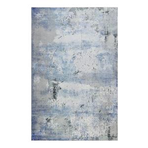 Alfombra tejida vintage en tonos azules 80x150