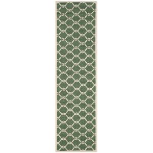 Alfombra verde/beige 69 x 244 cm