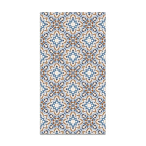 Alfombra vinílica azulejo oriental floreada azul 100x140 cm
