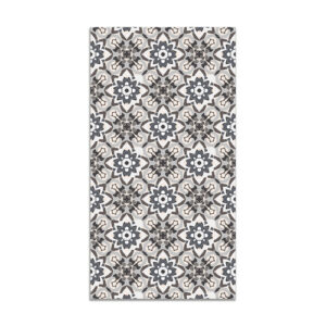 Alfombra vinílica azulejo oriental floreada gris 100x140 cm