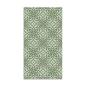 Alfombra vinílica azulejo oriental floreada verde 60x200 cm