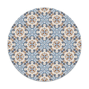 Alfombra vinílica redonda azulejo oriental azul 100x100 cm