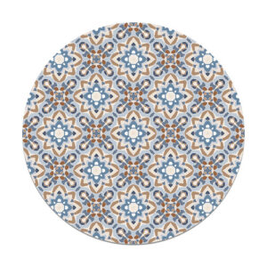 Alfombra vinílica redonda azulejo oriental floreada azul 10…