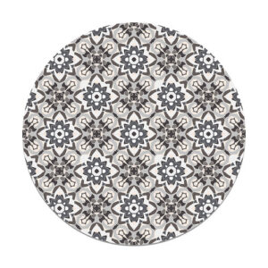 Alfombra vinílica redonda azulejo oriental floreada gris 10…