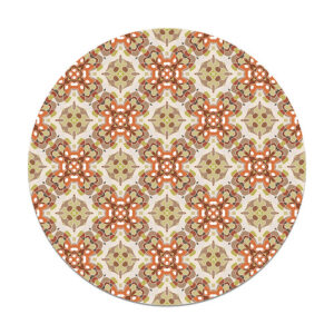 Alfombra vinílica redonda azulejo oriental naranja 100x100…