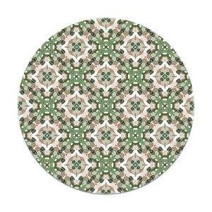 Alfombra vinílica redonda azulejo oriental verde 100x100 cm