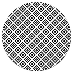Alfombra vinílica redonda cuadros negro 100x100 cm