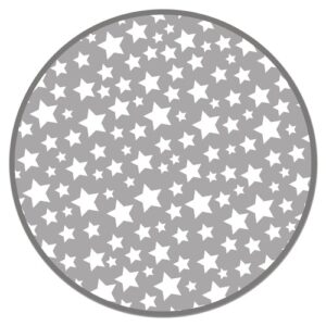Alfombra vinílica redonda infantil estrellas gris 100x100 c…