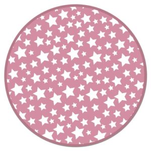 Alfombra vinílica redonda infantil estrellas rosa 100x100 c…
