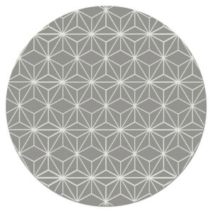 Alfombra vinílica redonda líneas estrellas gris 100x100 cm