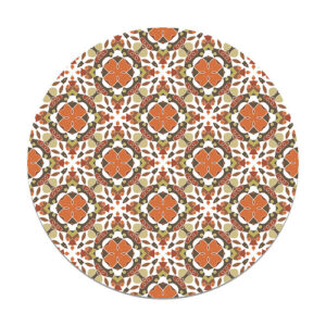 Alfombra vinilo redonda hidráulico oriental mosaico naranja…